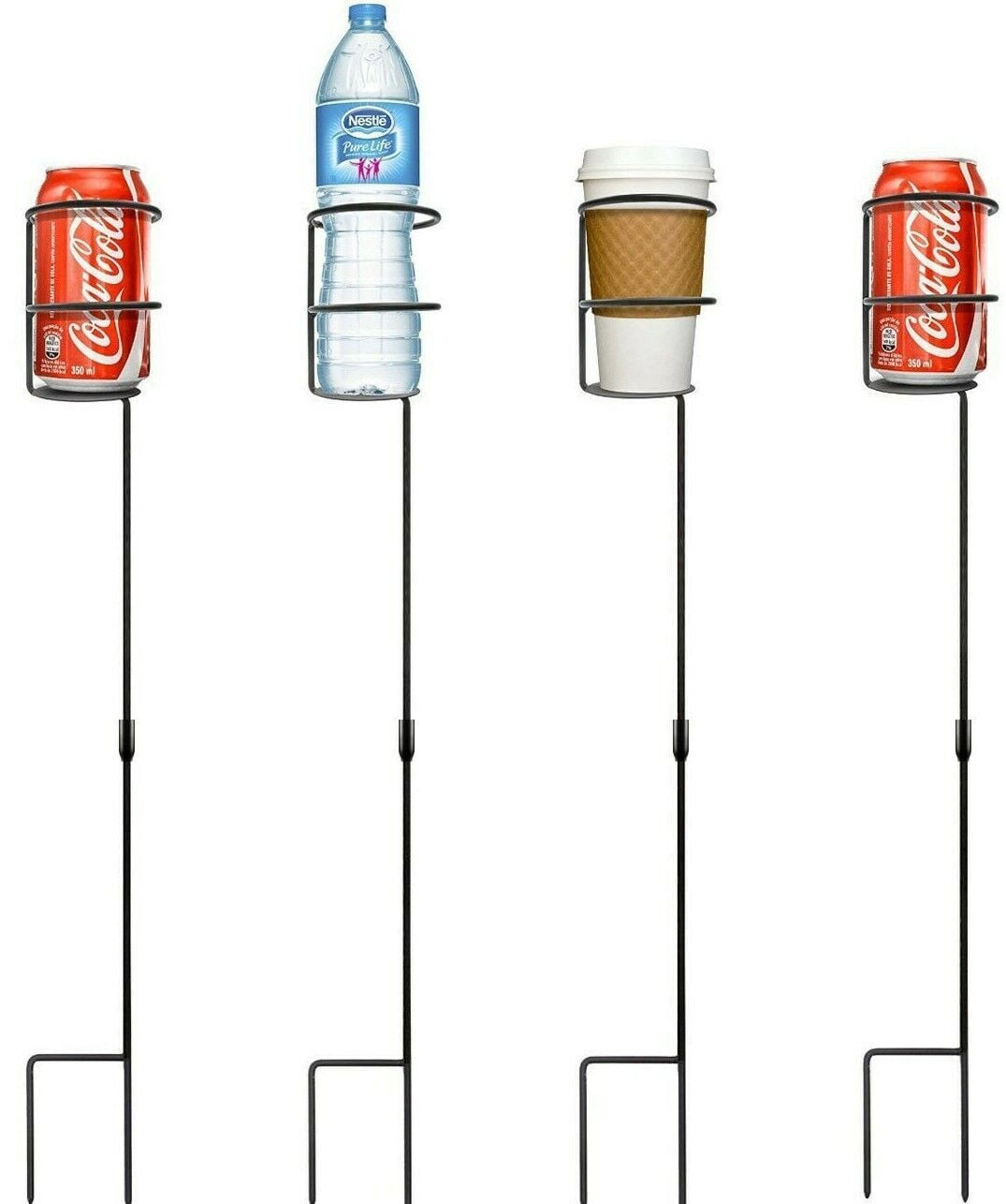 4pack Heavy Duty Beverage Drink Holder Stakes Holds a Variety of
