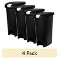 thumbnail image 1 of (4 pack) Hefty Kitchen Trash Can, 12 Gallon Plastic Slim Step Garbage Bin with Locking Foot Pedal Lid, Black, 1 of 9