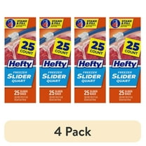 (4 pack) Hefty Slider Freezer Kitchen Storage Bags, Quart Size, 25 Count