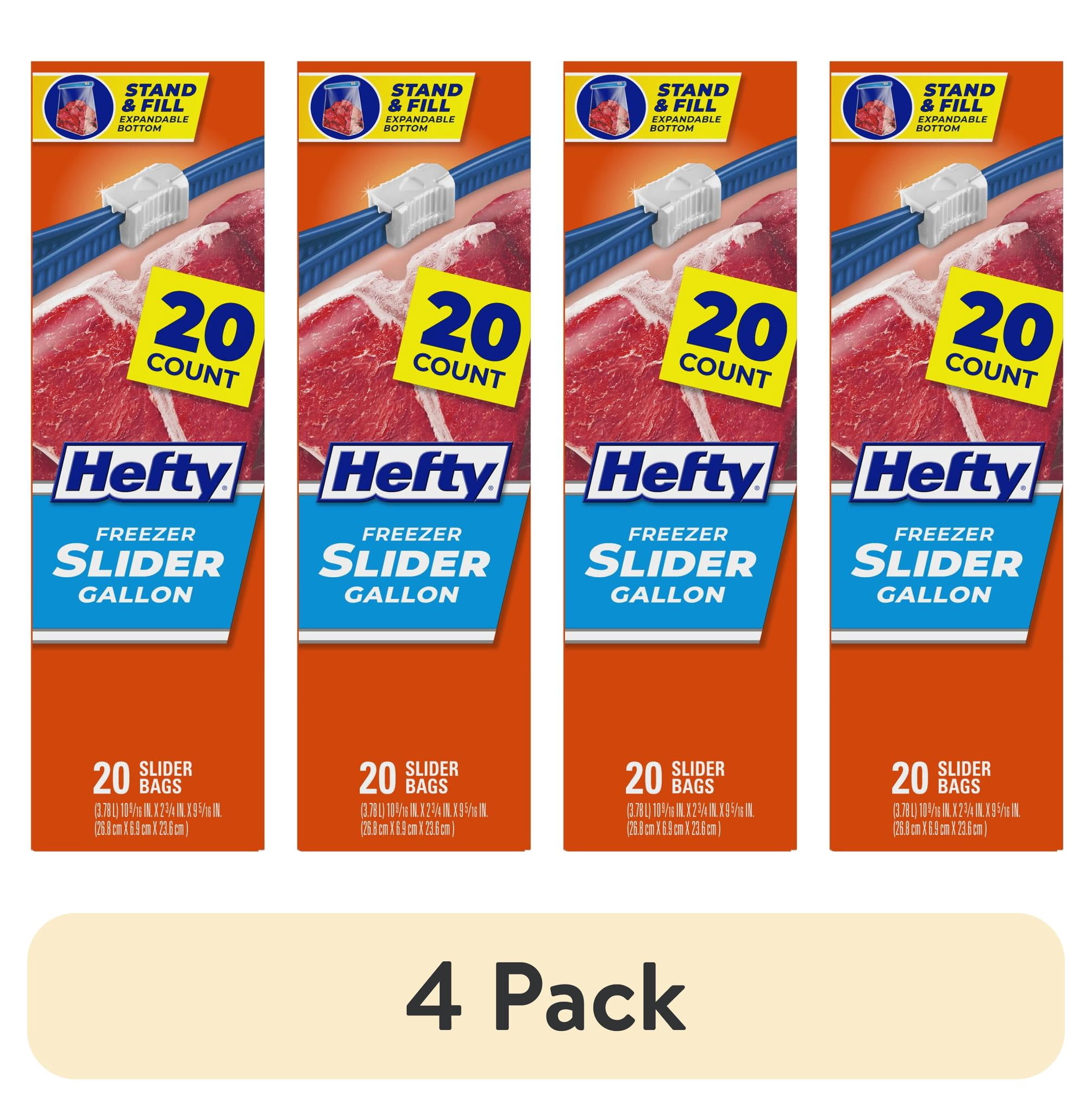 (4 pack) Hefty Slider Gallon Freezer Bags, 20 Count