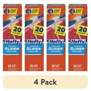 (4 pack) Hefty Slider Freezer Kitchen Storage Bags, gallon Size, 20 Count