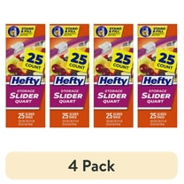 (4 pack) Hefty Slider Kitchen Storage Bags, Quart Size, 25 Count