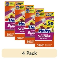 (4 pack) Hefty Slider Kitchen Storage Bags, Quart Size, 50 Count