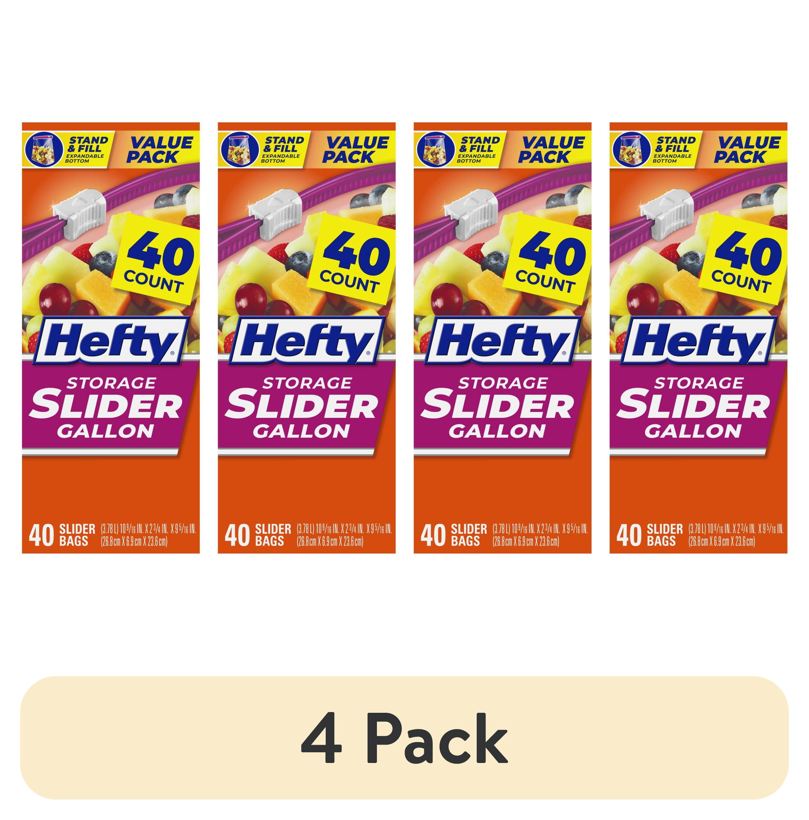 (4 pack) Hefty Slider Gallon Storage Bags, 40 Count