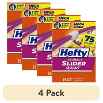 (4 pack) Hefty Slider Kitchen Storage Bags, Quart Size, 75 Count