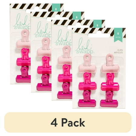 (4 pack) Heidi Swapp Bulldog Clips 1" 6/Pkg-Pinks