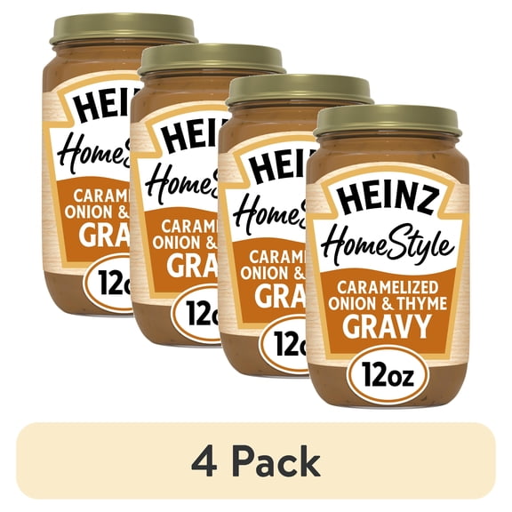 (4 pack) Heinz HomeStyle Caramelized Onion and Thyme Gravy, 12 oz Jar