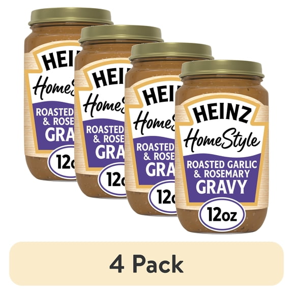 (4 pack) Heinz HomeStyle Roasted Garlic & Rosemary Gravy, 12 oz Jar