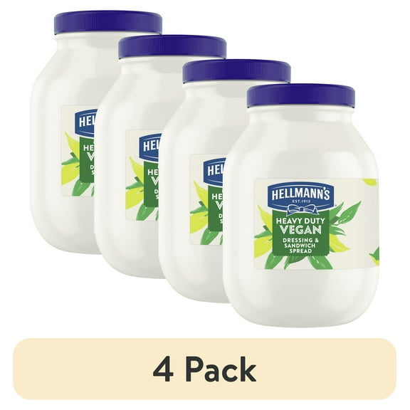 (4 pack) Hellmann's Vegan Spread, Plant Based, Free From Eggs, Gluten Free, 1 Gallon, 128 oz