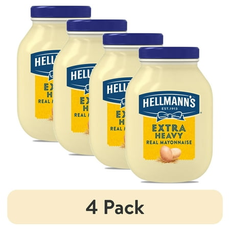 (4 pack) Hellmann's Extra Heavy Real Mayonnaise, Extra Egg Yolk, 1 gallon, 128 oz