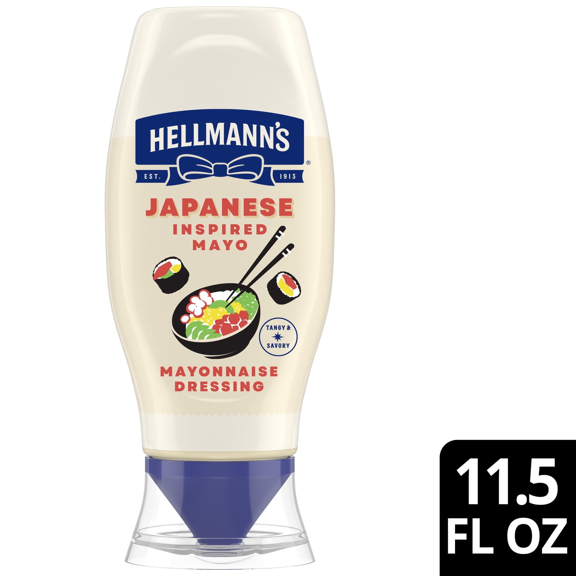 4 pack Hellmann's Japanese-Inspired Tangy & Savory Mayonnaise Dressing for Sushi, Poke Bowls & More, Japanese Style Mayo with a Boost of Umami, 11.5 fl oz squeeze bottle