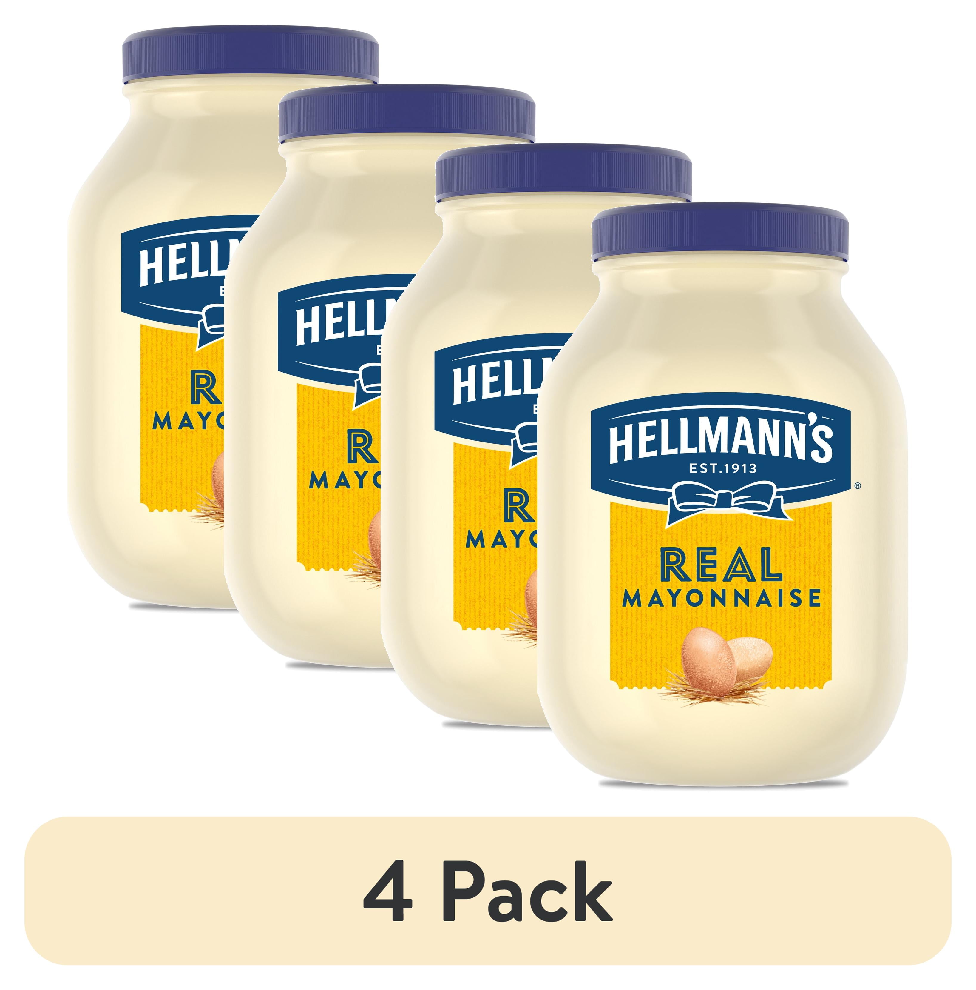 (4 pack) Hellmann's Mayonnaise Real Mayo Jar, Gluten Free Made with 100% Cage-Free Eggs, 128 oz