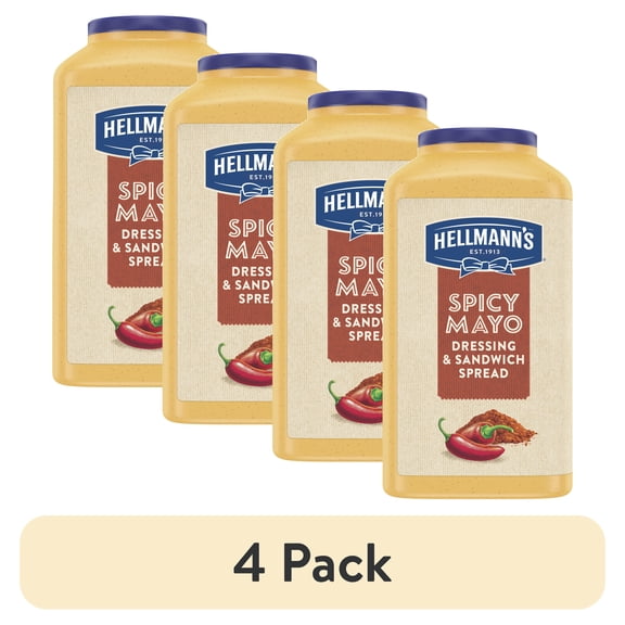 (4 pack) Hellmann's Spicy Mayonnaise, Sandwich Spread and Condiment, 1 Gallon, 128 oz