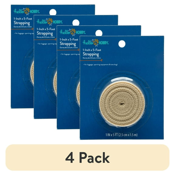 (4 pack) Hello Hobby 1" Belt/Strapping, Tan, 1 Count