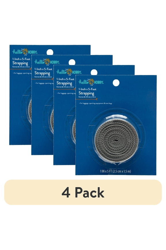 (4 pack) Hello Hobby 1" Grey Sewing Fastener Strap Belt