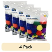 (4 pack) Hello Hobby Multicolor Rainbow Pom Poms, 100 Piece
