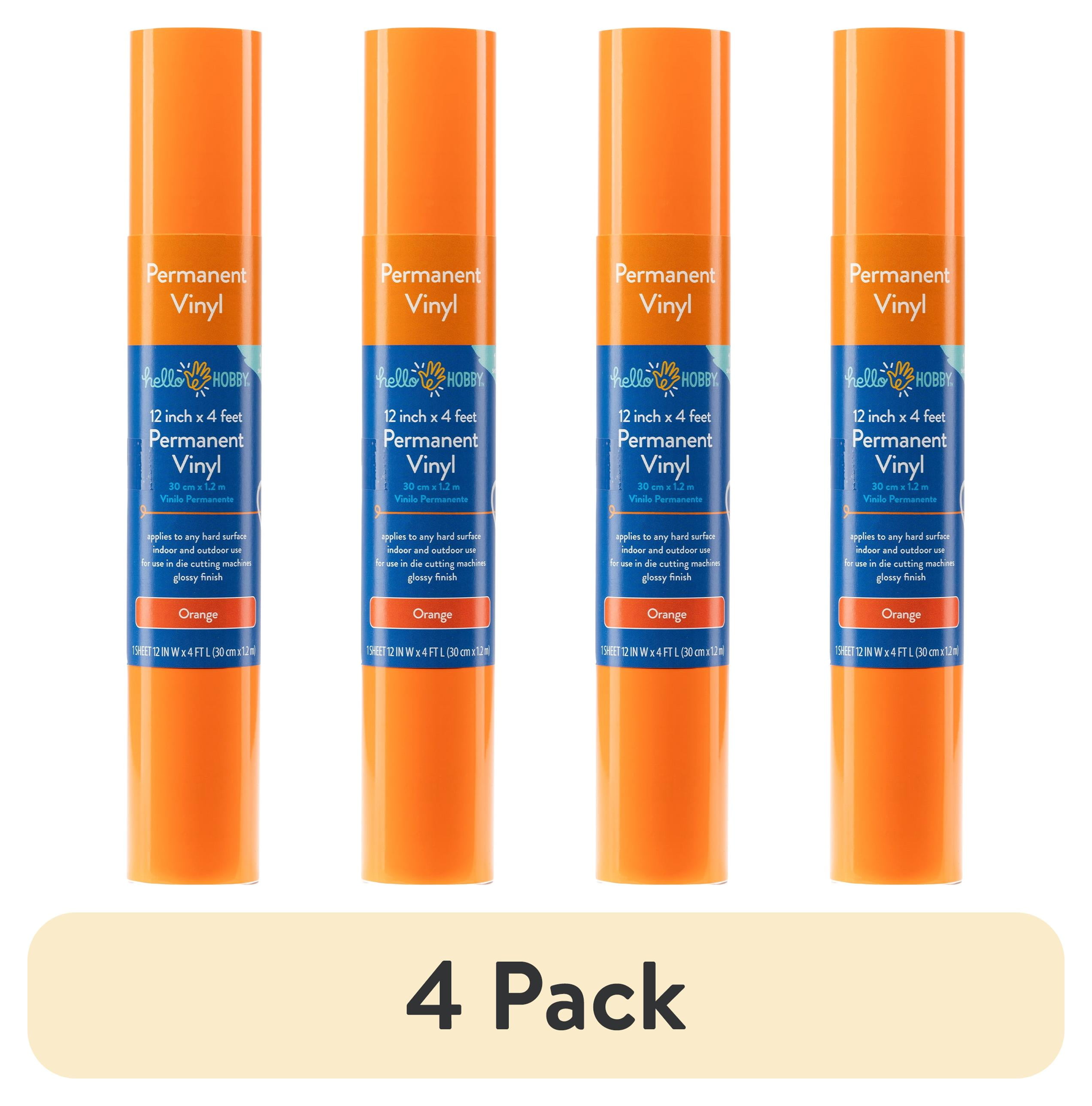 (4 pack) Hello Hobby 12" x 4' Orange Permanent Craft Vinyl Roll