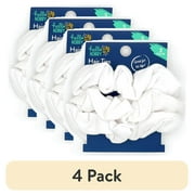 (4 pack) Hello Hobby Adult, Ponytail Holder, Solid White Color, 3 Pack, Arts and Crafts, Fashion Hair Tie
