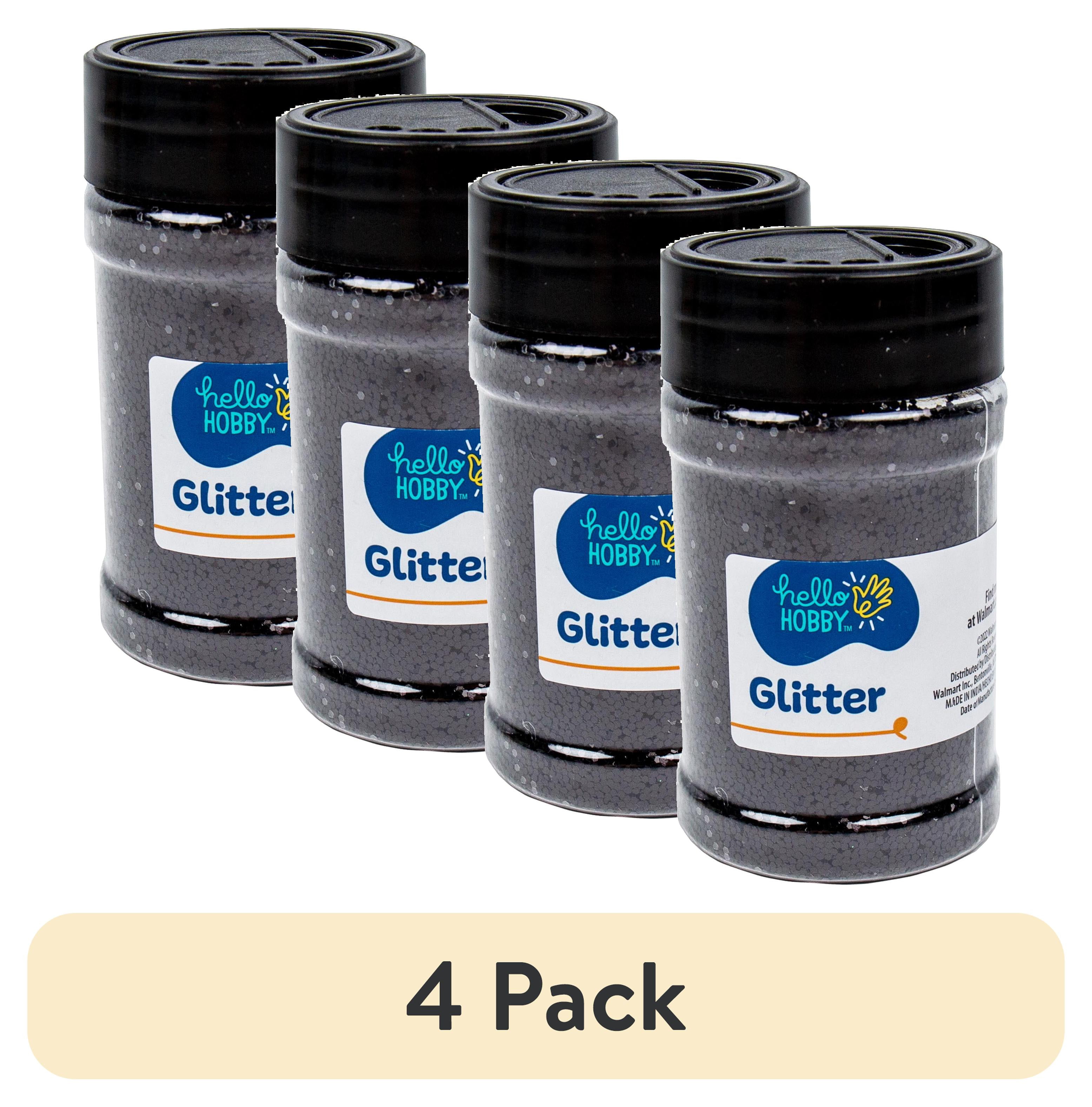 (4 pack) Hello Hobby Black Glitter Shaker, 4 oz.
