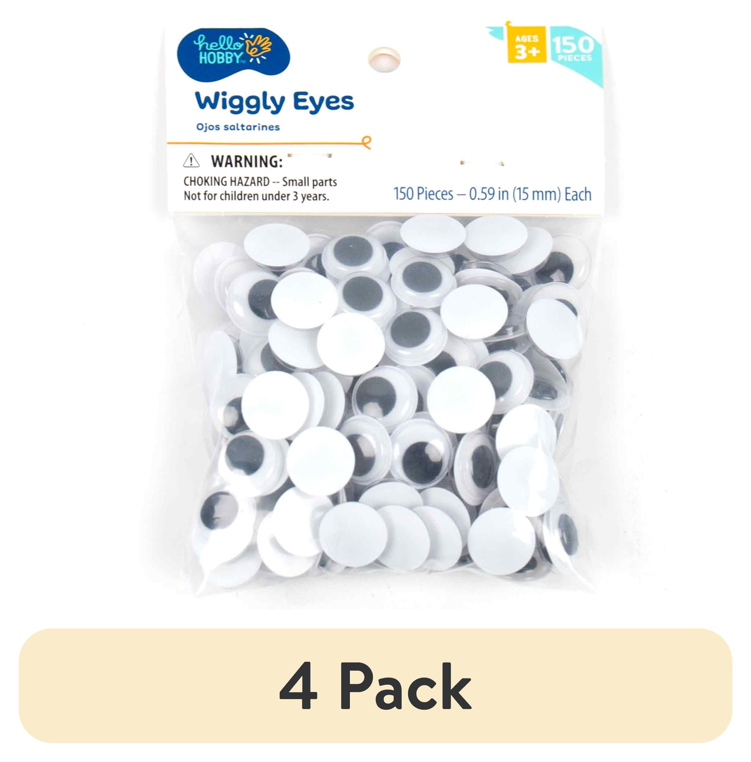 (4 pack) Hello Hobby Black and White Plastic Wiggly Eyes, 150-Pack