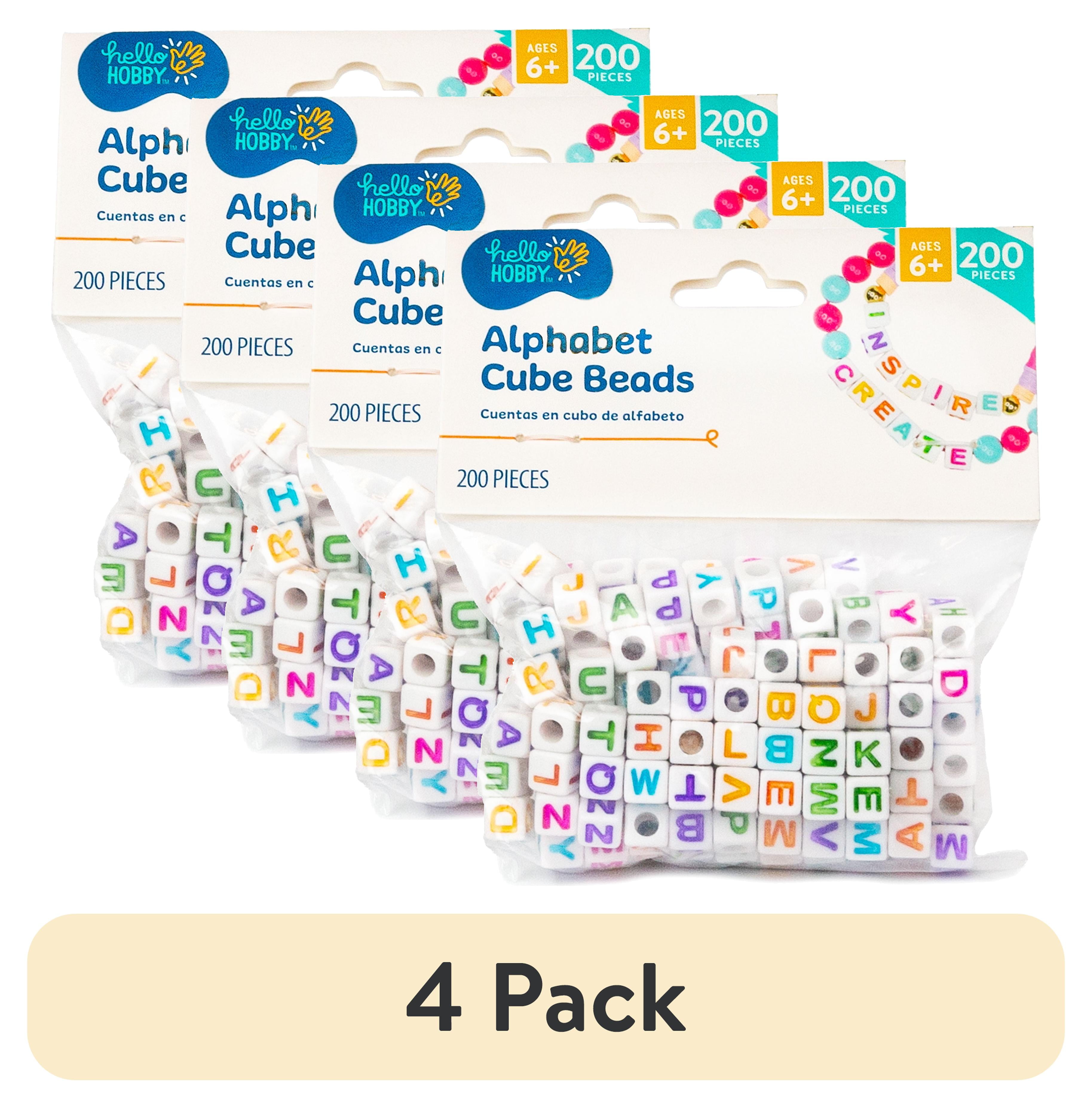 (4 pack) Hello Hobby Bright Alphabet Cube Beads, Boys and Girls, Child, Ages 6+