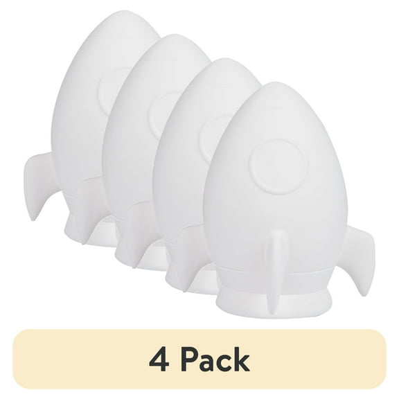 (4 pack) Hello Hobby Ceramic Paintable Bank Rocket Ship, 5.50" Height White Craft Base