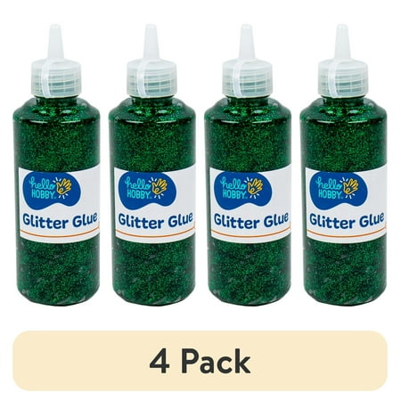 (4 pack) Hello Hobby Green Glitter Glue, 2.9 oz., Boys and Girls, Child, Ages 6+