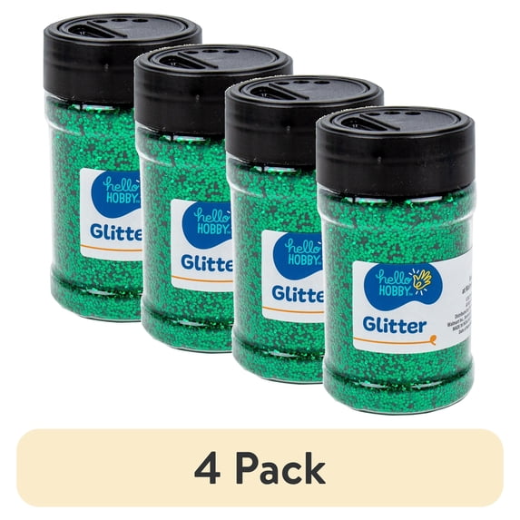 (4 pack) Hello Hobby Green Glitter Shaker, 4 oz.