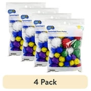 (4 pack) Hello Hobby Multicolor Glitter Craft Pom Poms, 100 Pieces