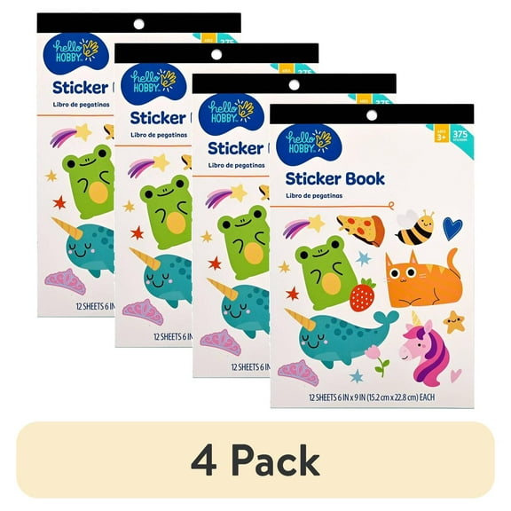 (4 pack) Hello Hobby Multicolor Sticker Book - 12 Themed Sheets for Crafts