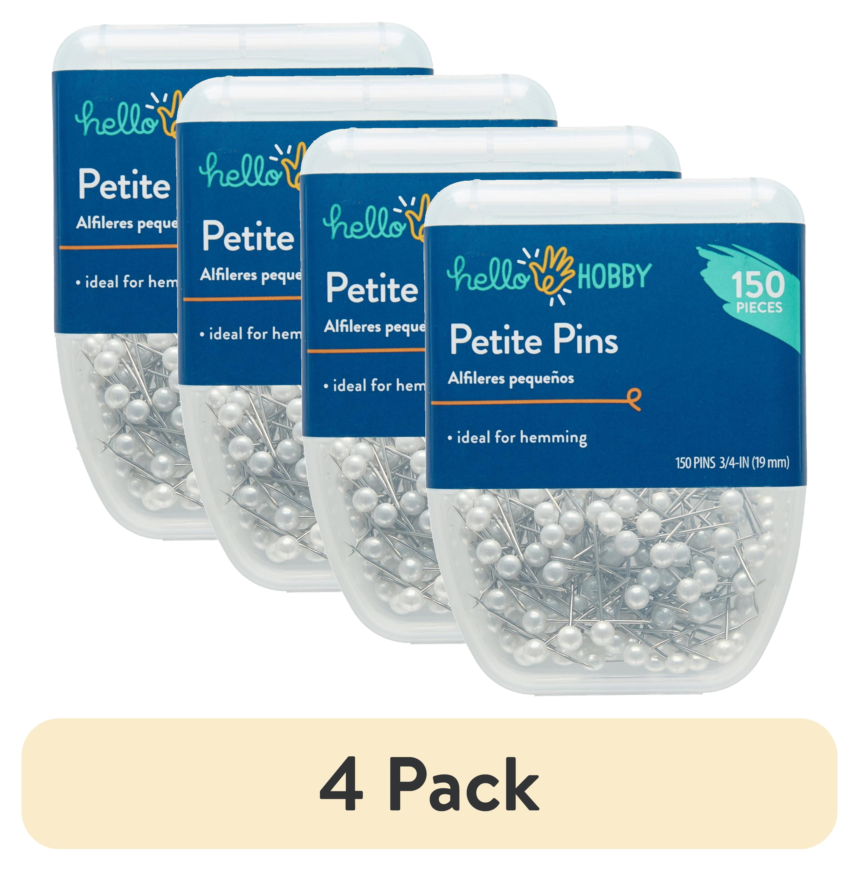 (4 pack) Hello Hobby Petite Straight Pins, White, 3/4", 150 Pieces