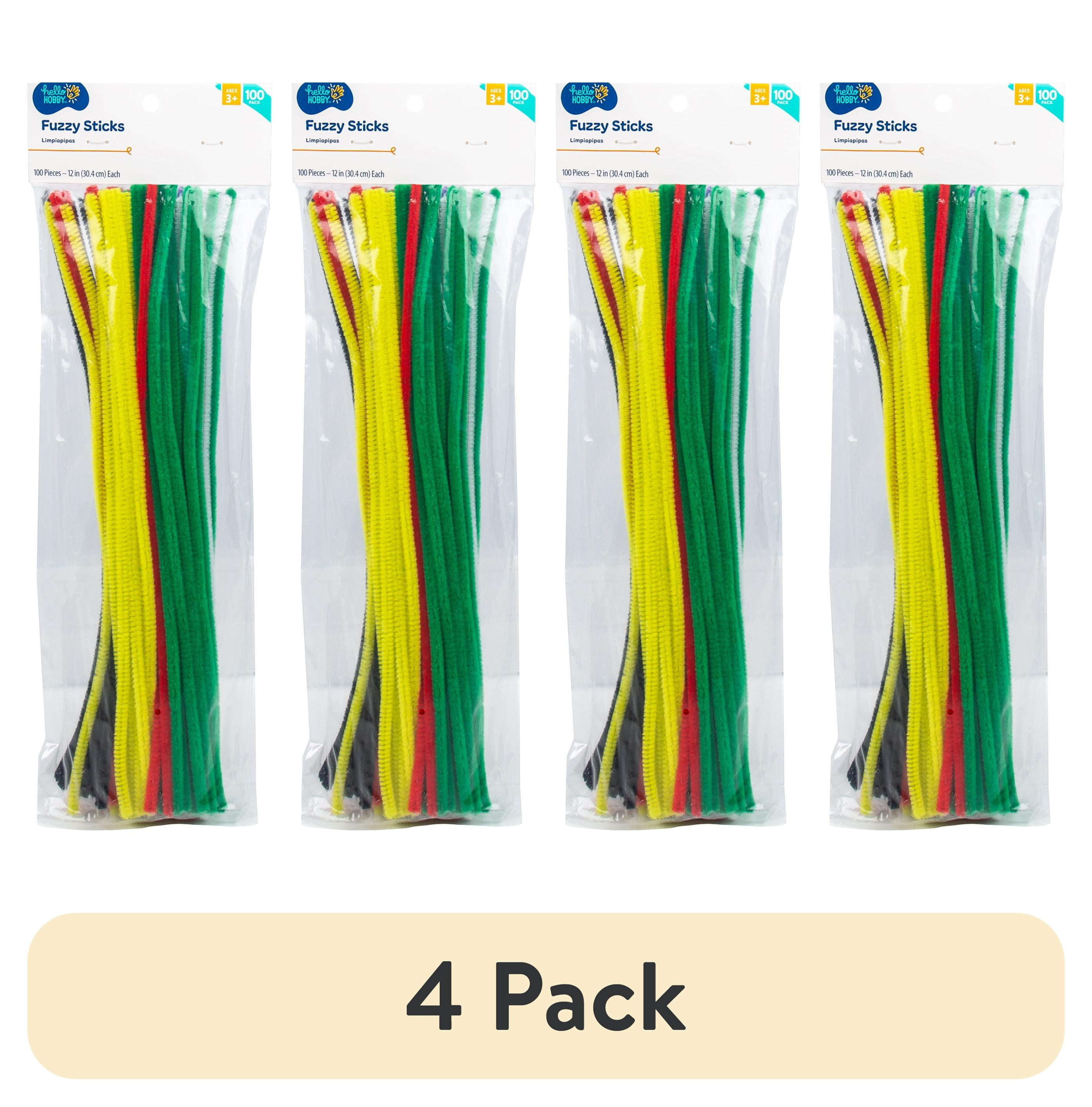 (4 pack) Hello Hobby Rainbow Fuzzy Sticks, 100-Pack