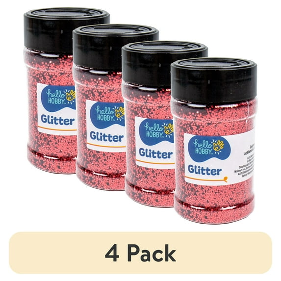(4 pack) Hello Hobby Red Glitter Shaker, 4 oz.
