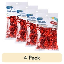 (4 pack) Hello Hobby Pony Bead Mix, Red, 500 Pieces, Plastic Craft Beads for Jewelry Making and DIY Projects