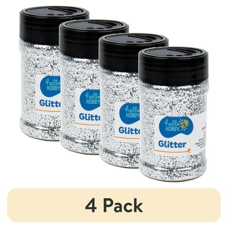 (4 pack) Hello Hobby Silver Glitter Shaker, 4 oz.