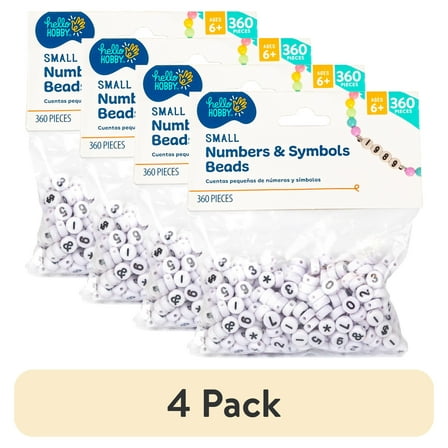 (4 pack) Hello Hobby Small Numbers & Symbols Beads