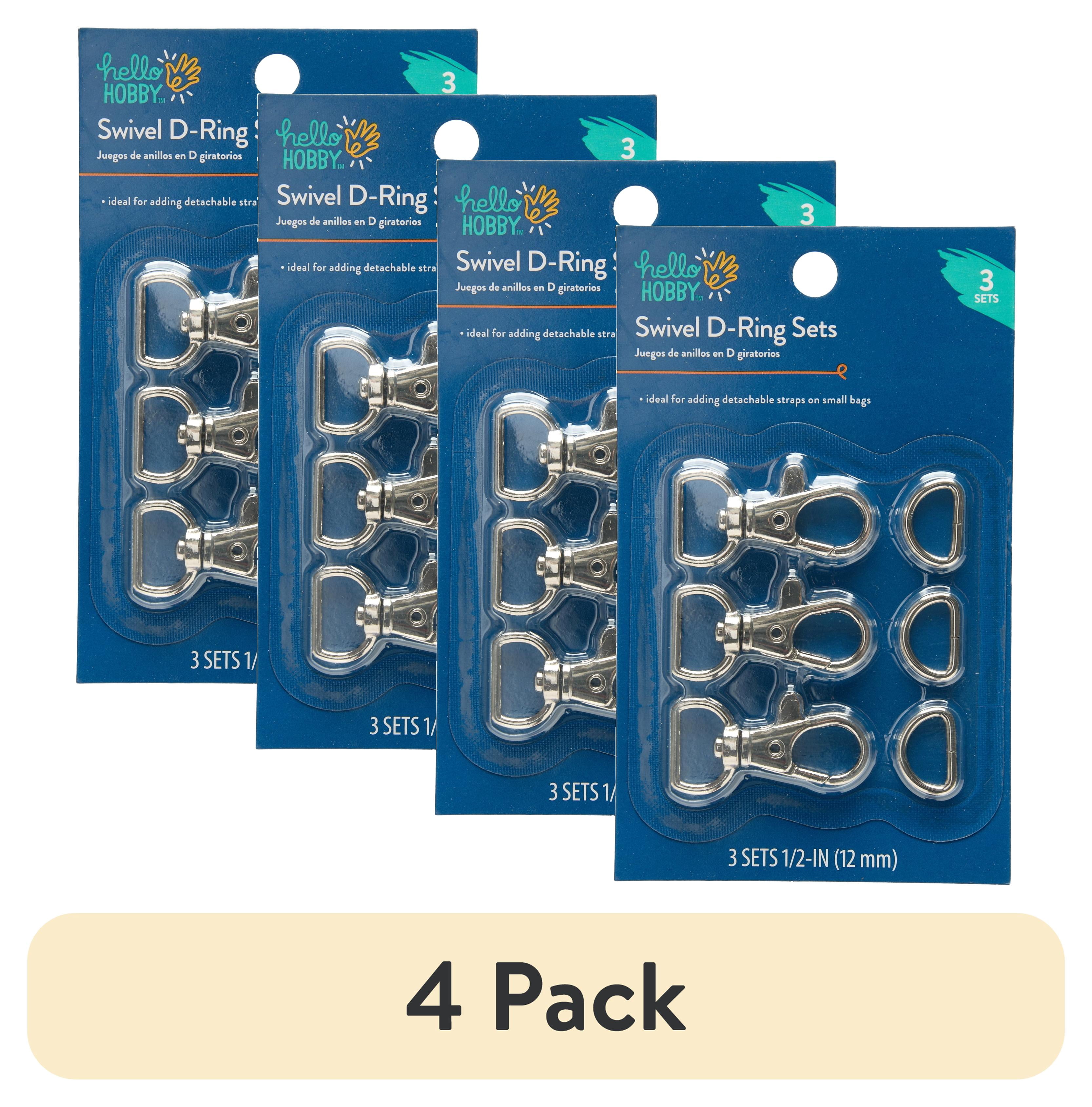 (4 pack) Hello Hobby Swivel D Ring Metal Hook and Loop, Silver ...