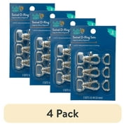 (4 pack) Hello Hobby Swivel D Ring Metal Hook and Loop, Silver