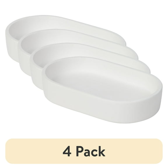 (4 pack) Hello Hobby Trinket Tray, White Ceramic, Ready to Paint 3"x5" Oval