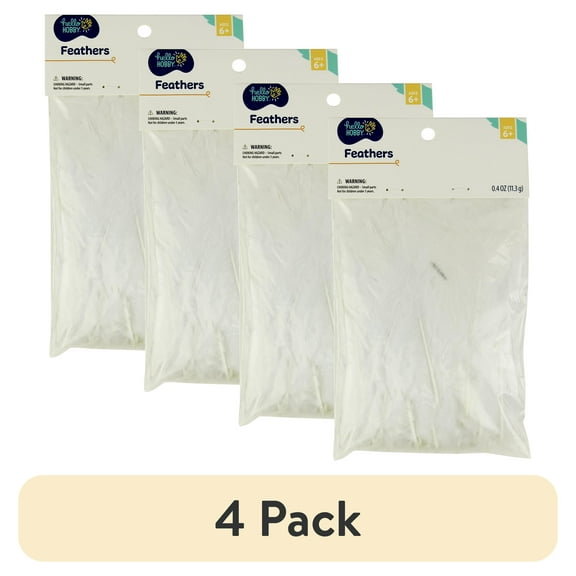 (4 pack) Hello Hobby White Goose Feathers, 4.75" x 0.67" x 7.75", 1 Pack