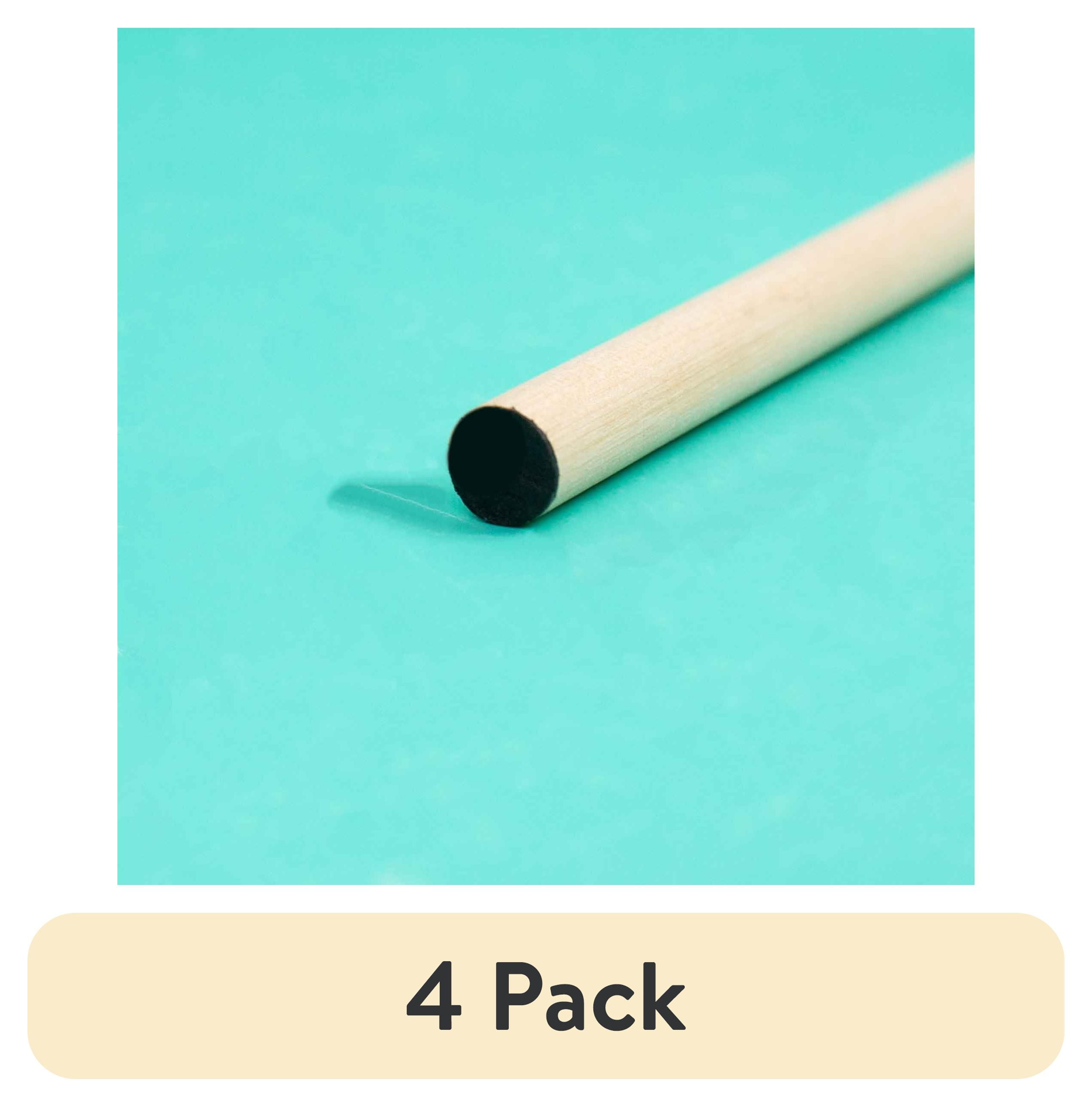 (4 pack) Hello Hobby Wood Dowel, 36” Long, 7/16-inch Diameter, Black Ends
