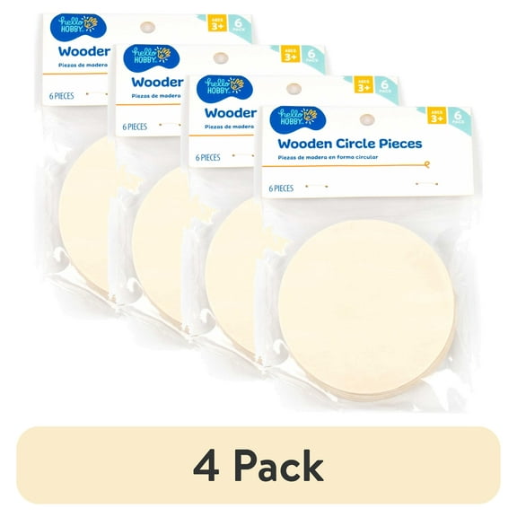 (4 pack) Hello Hobby Wooden Circles, 6-Pack, Boys and Girls, Child, Ages 3+