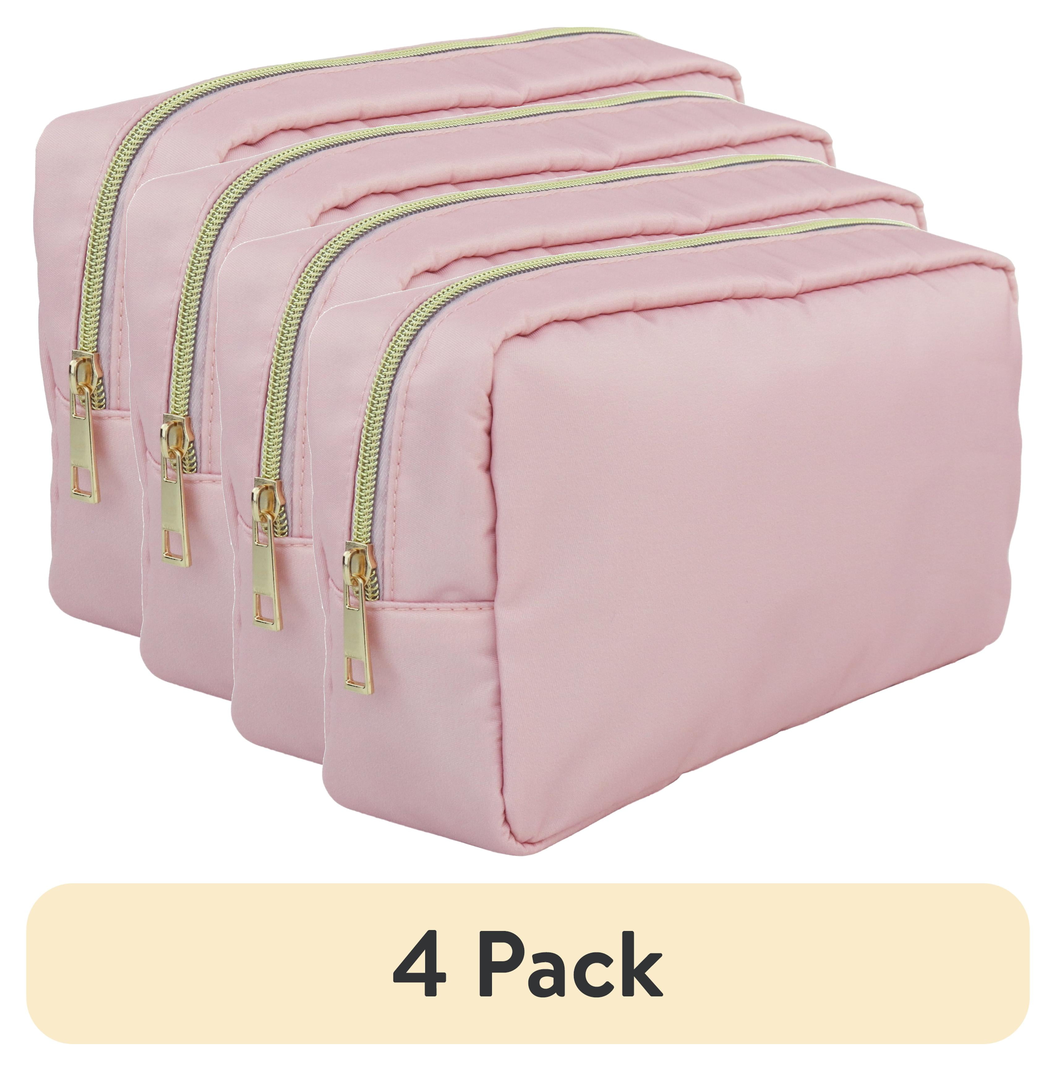 (4 pack) Hello Hobby Zippered Customizable Nylon Storage Bag, Medium, Pink
