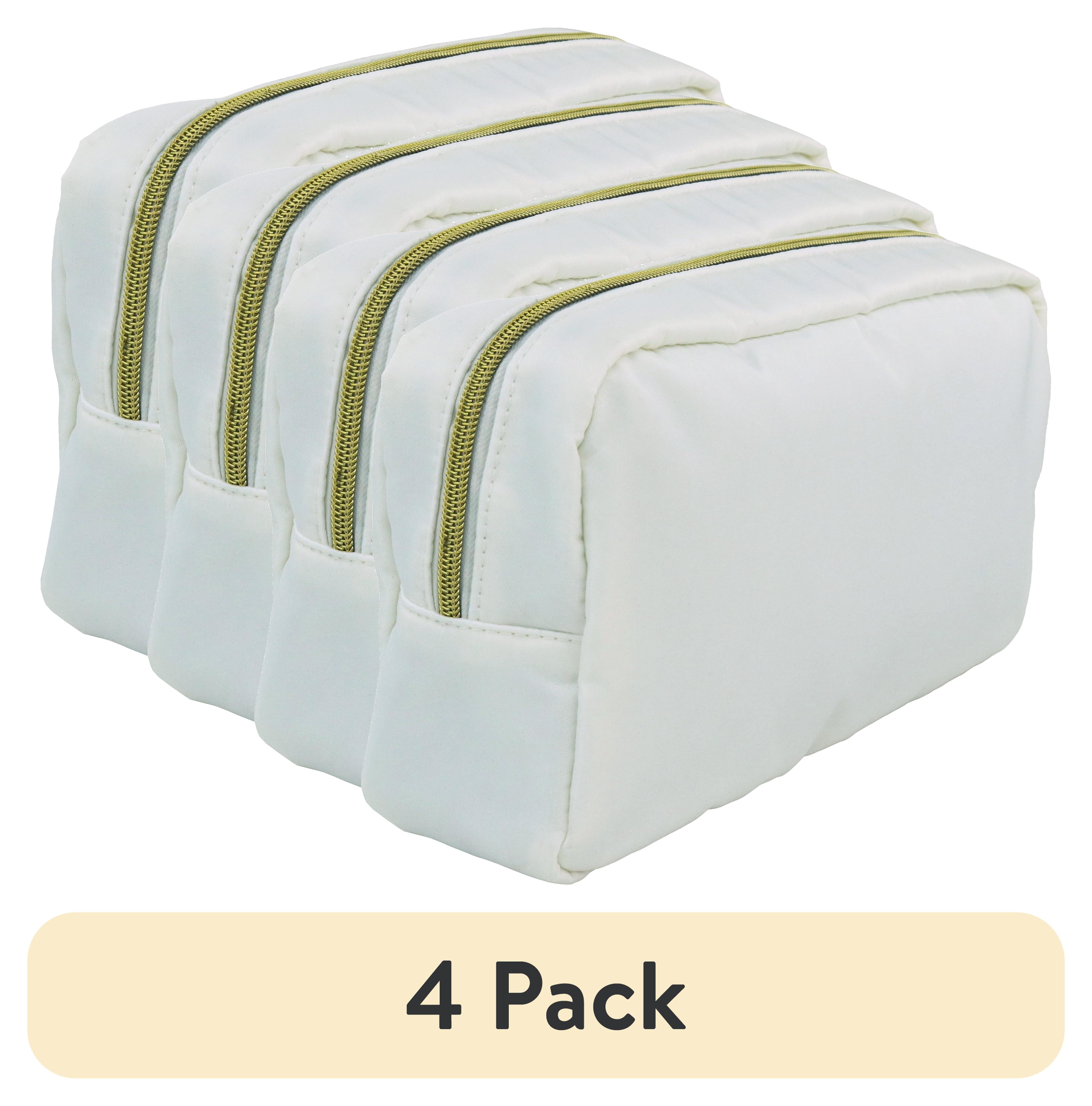 (4 pack) Hello Hobby Zippered Customizable Nylon Storage Bag, Medium, White