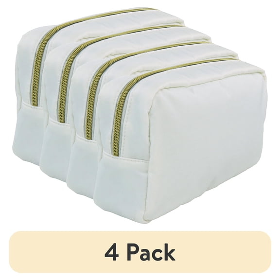 (4 pack) Hello Hobby Zippered Customizable Nylon Storage Bag, Medium, White
