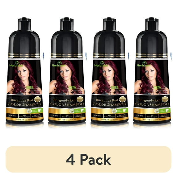 (4 pack) Herbishh Combo Hair Color Shampoo Linen 500ml for Gray Hair + Hair Color Stain Protector – Dye Shield for Skin Protection