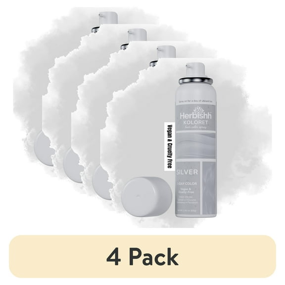 (4 pack) Herbishh Hair Color Spray Temporary - Silver