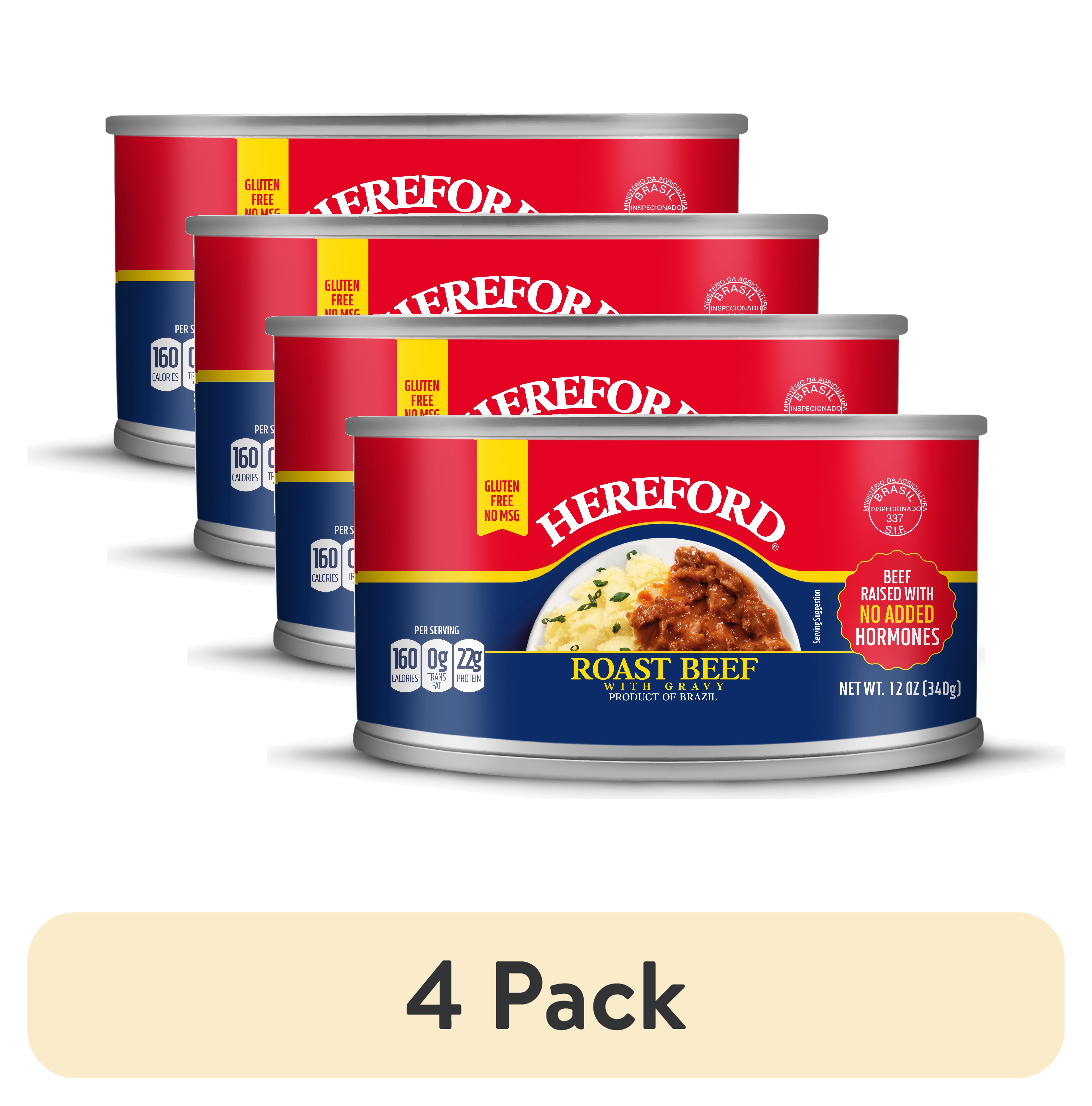 (4 pack) Hereford Roast Beef, with Gravy, 12 oz Can