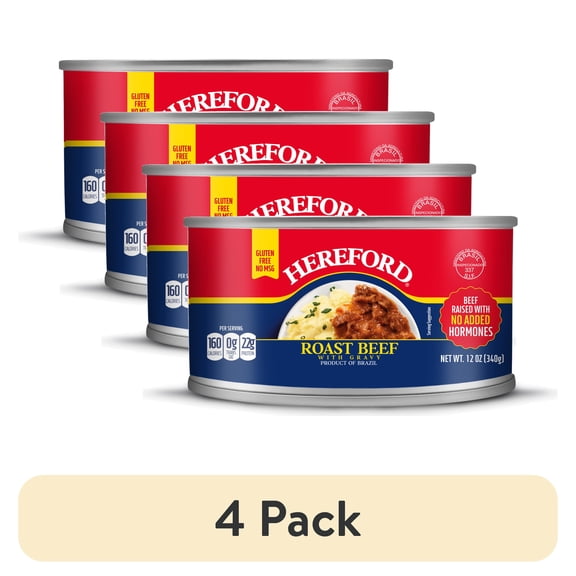 (4 pack) Hereford Roast Beef, with Gravy, 12 oz Can