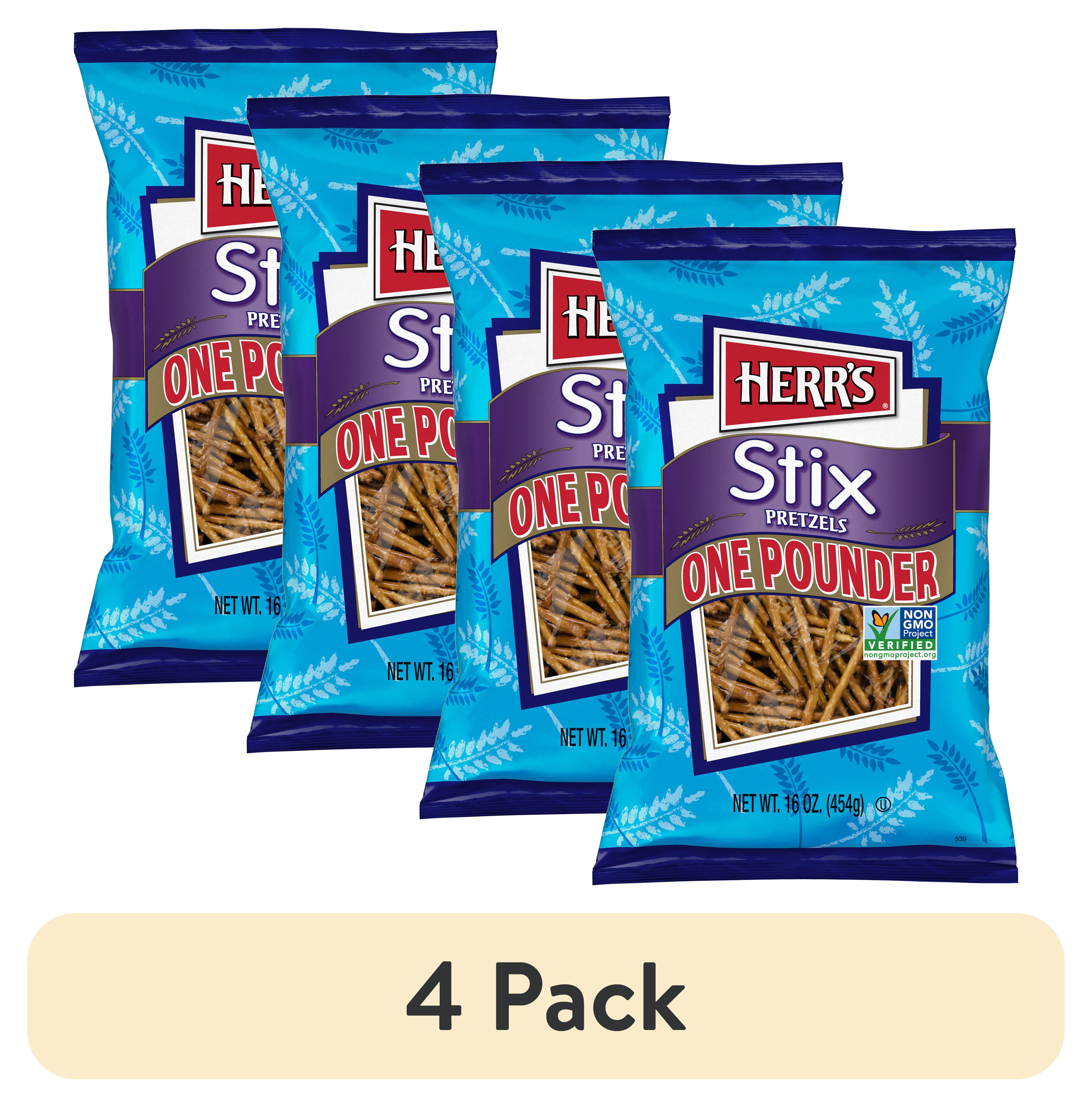 (4 pack) Herr's Cholesterol-Free Stix Pretzels, 16 oz.